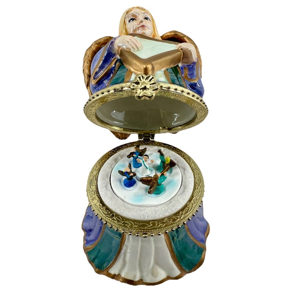 Mr Christmas Angel Music Box Carousel Hark The Herald Angels Sing 2010 Tested EC